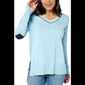Studio Park x Amy Stran V-Neck Heart Sleeve Sweater Cool Blue - Regular